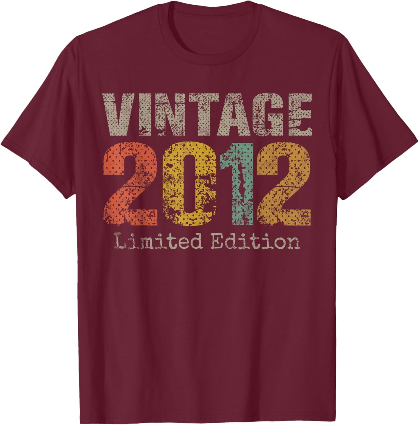 Vintage 2012 Limited Edition 13th Birthday Gifts 13 Year Old T-Shirt - T-Shirt | Maroon