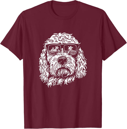 Goldendoodle Sunglasses Dog Graphic Design T-Shirt - T-Shirt | Maroon