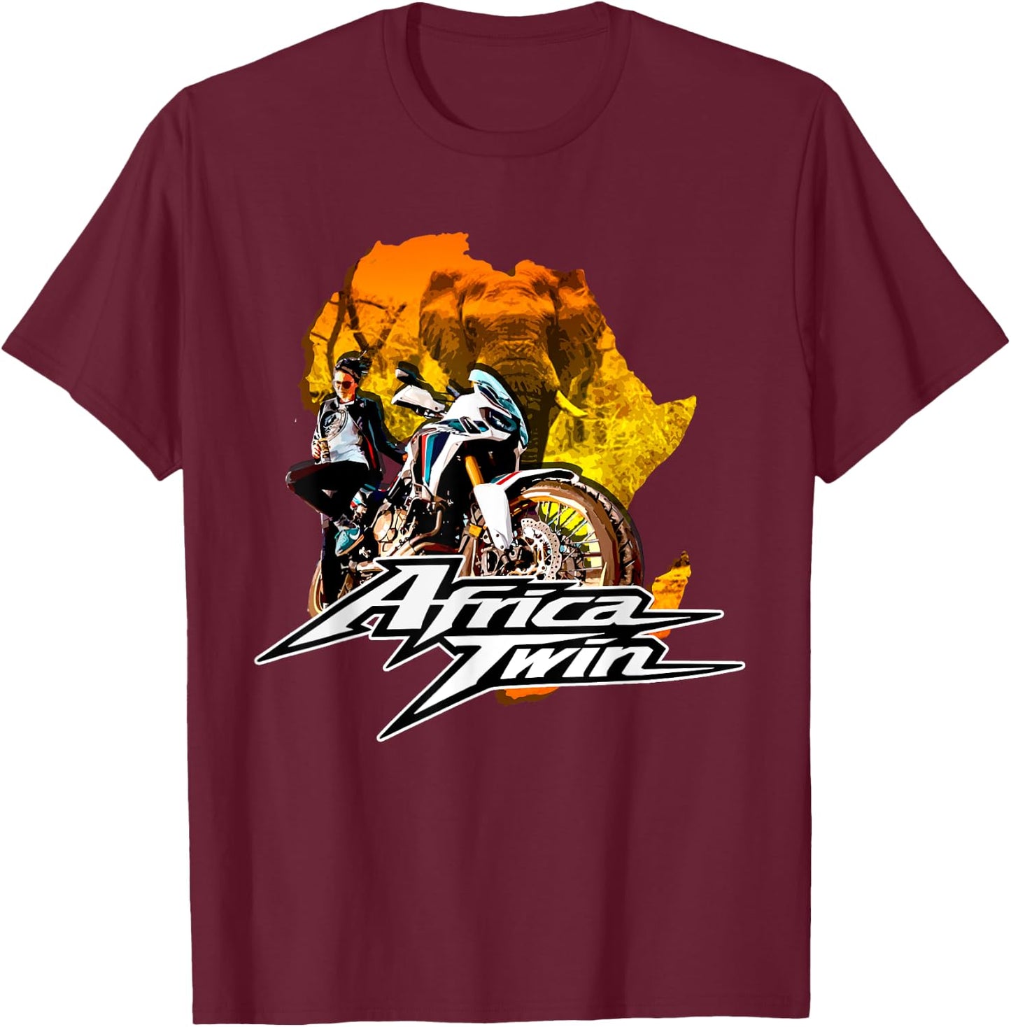 Africa Touring Twin Motorcycle Nature Woman T-Shirt - T-Shirt | Maroon