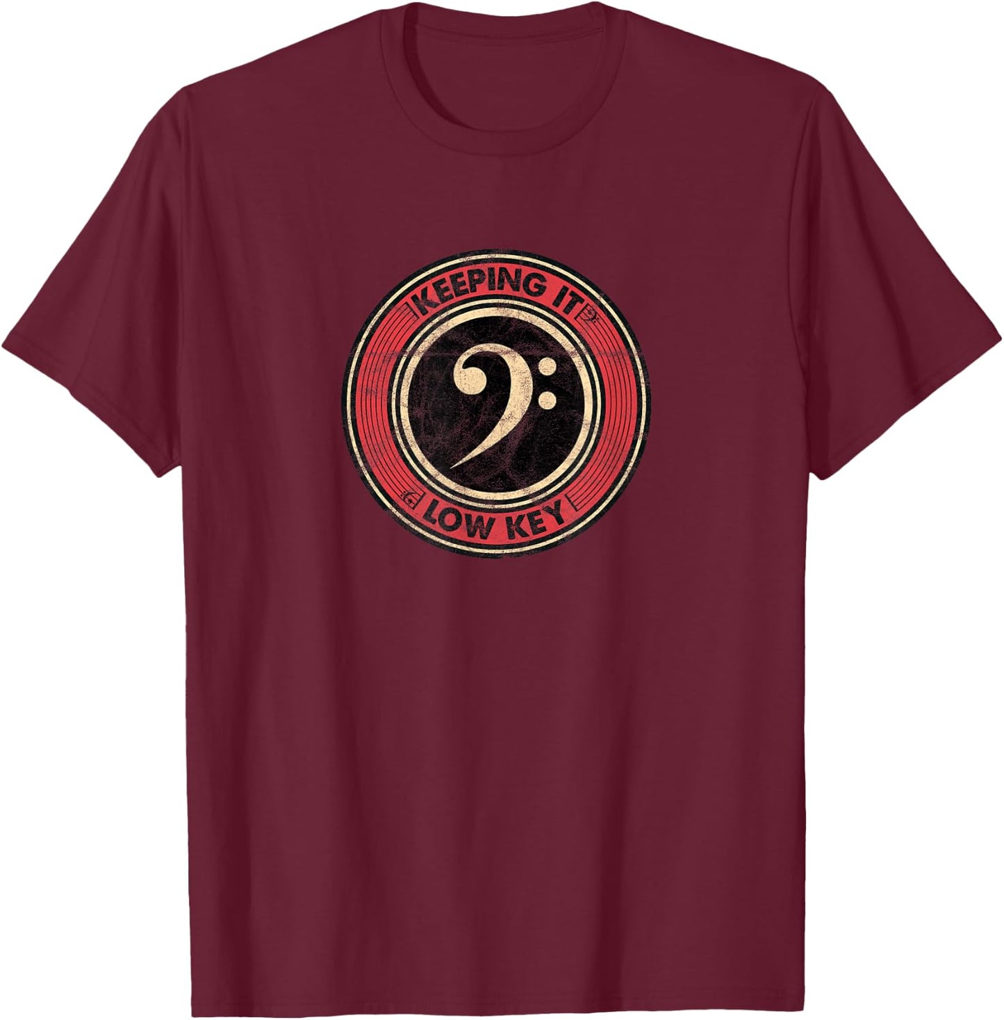 Music Theory Love Key Musical Keeping It Low Key Vintage T-Shirt - T-Shirt | Maroon