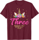 Unicorn Birthday Shirt for 3 Year Old Girl Gift 3 T-Shirt - T-Shirt | Maroon