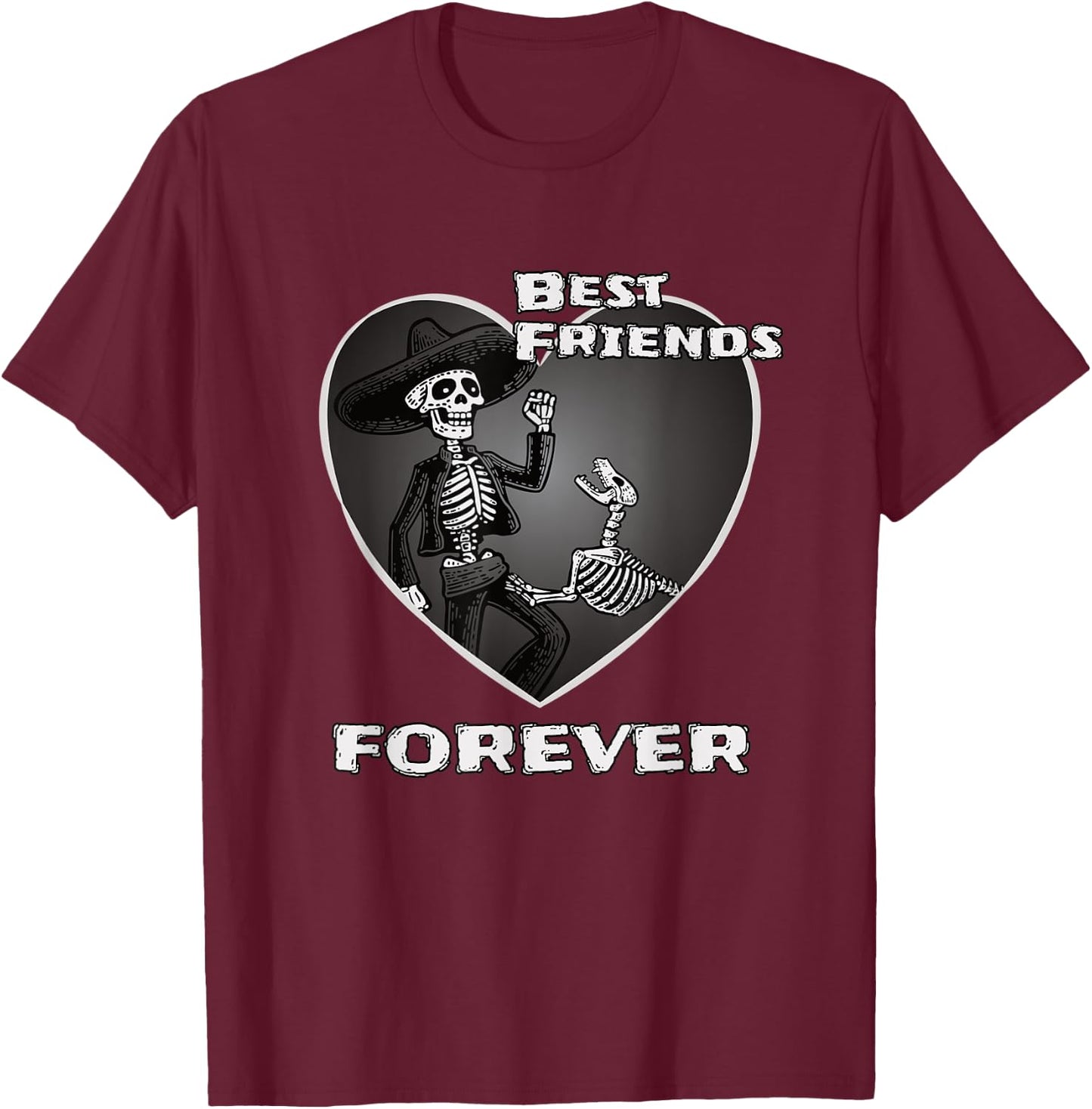 Best Friends Forever Skeleton Dog Women T-Shirt - T-Shirt | Maroon