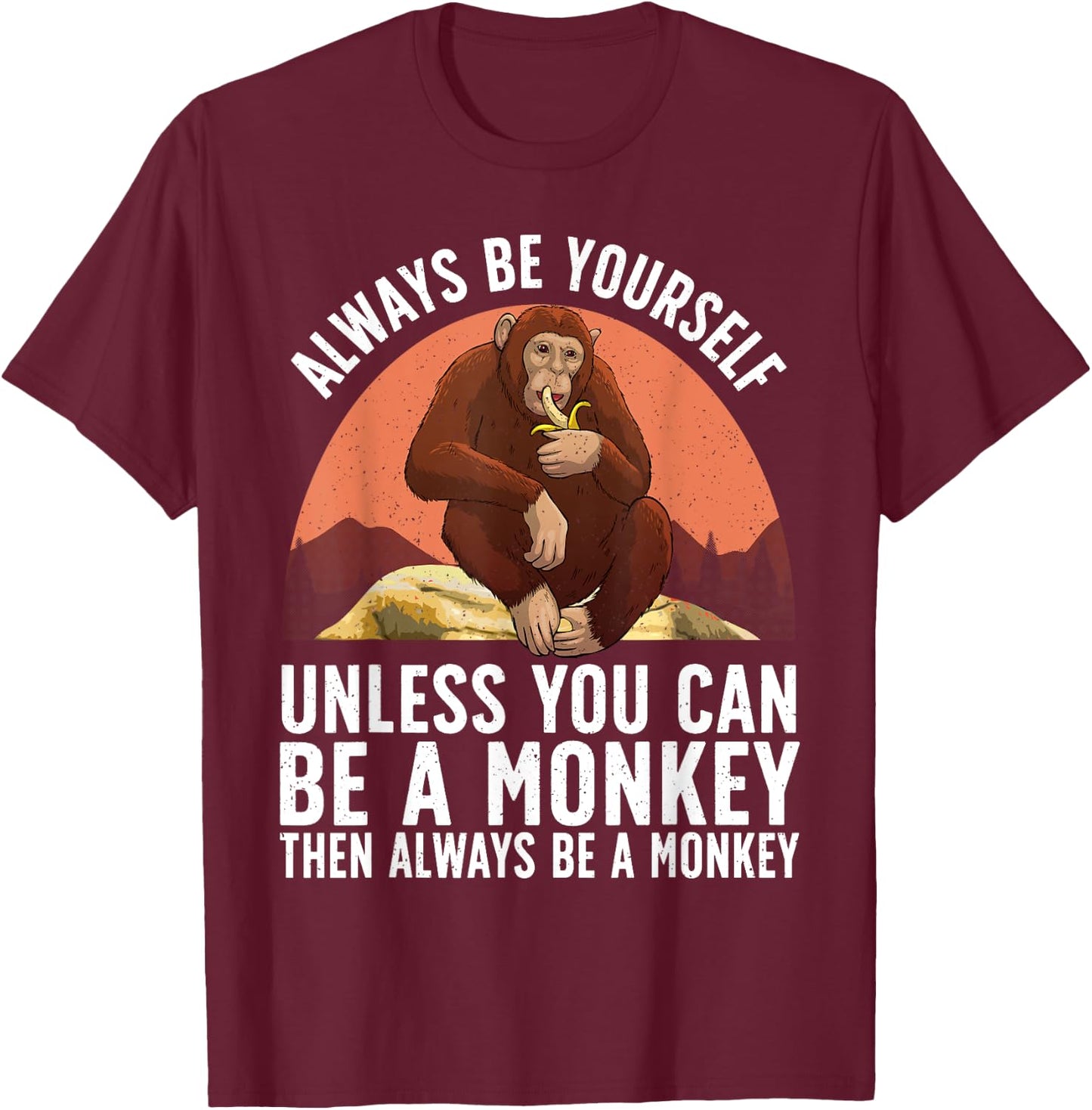 Funny Monkey Art Women Kids Zoo Animal Monkey Lover T-Shirt - T-Shirt | Maroon