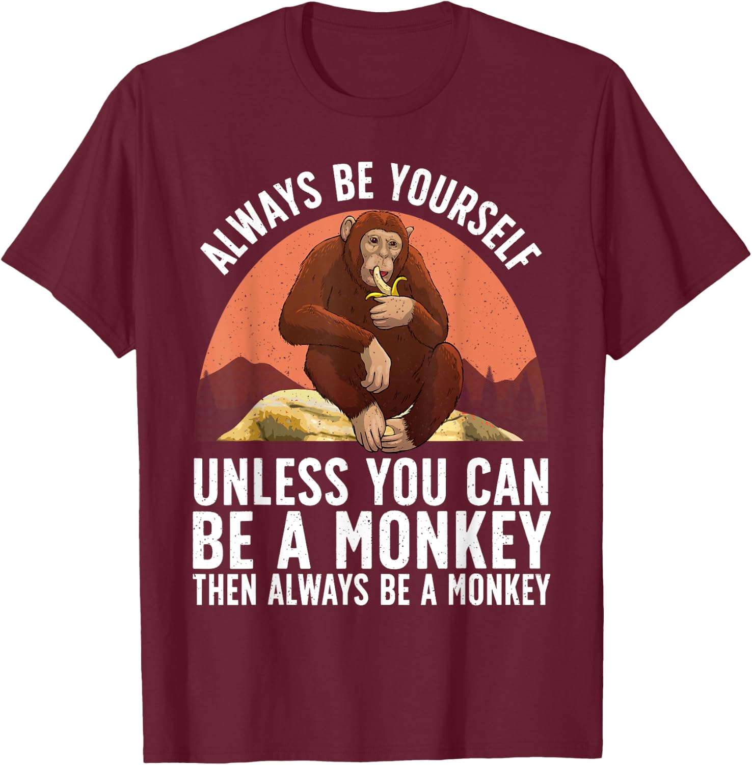 Funny Monkey Art Women Kids Zoo Animal Monkey Lover T-Shirt - T-Shirt | Maroon