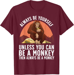 Funny Monkey Art Women Kids Zoo Animal Monkey Lover T-Shirt - T-Shirt | Maroon