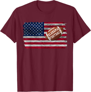 Patriotic USA Flag Alabama Football Season Party Funny Women Men T-Shirt - T-Shirt | Maroon