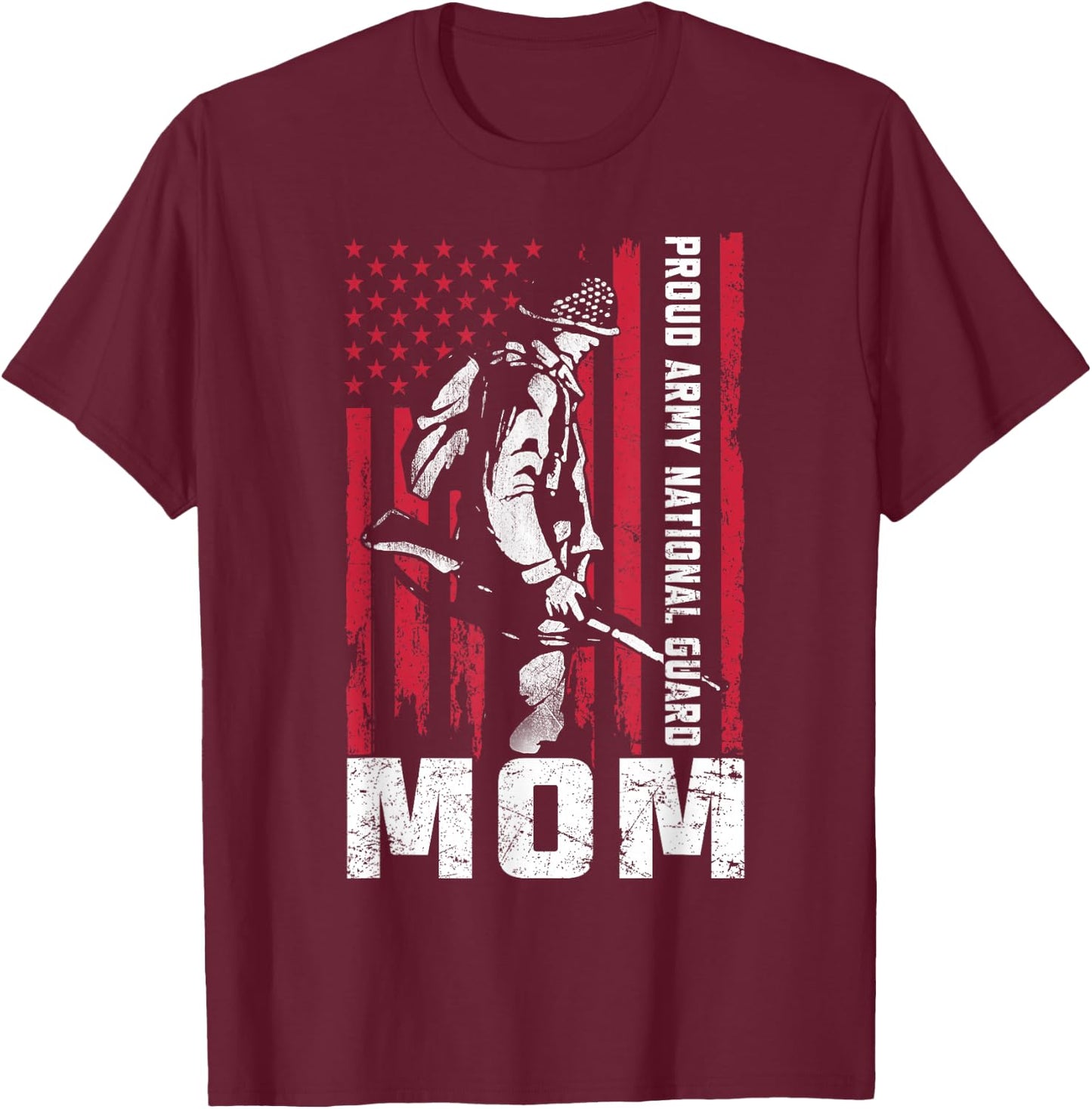 USA Proud Army National Guard Mom T-Shirt - T-Shirt | Maroon