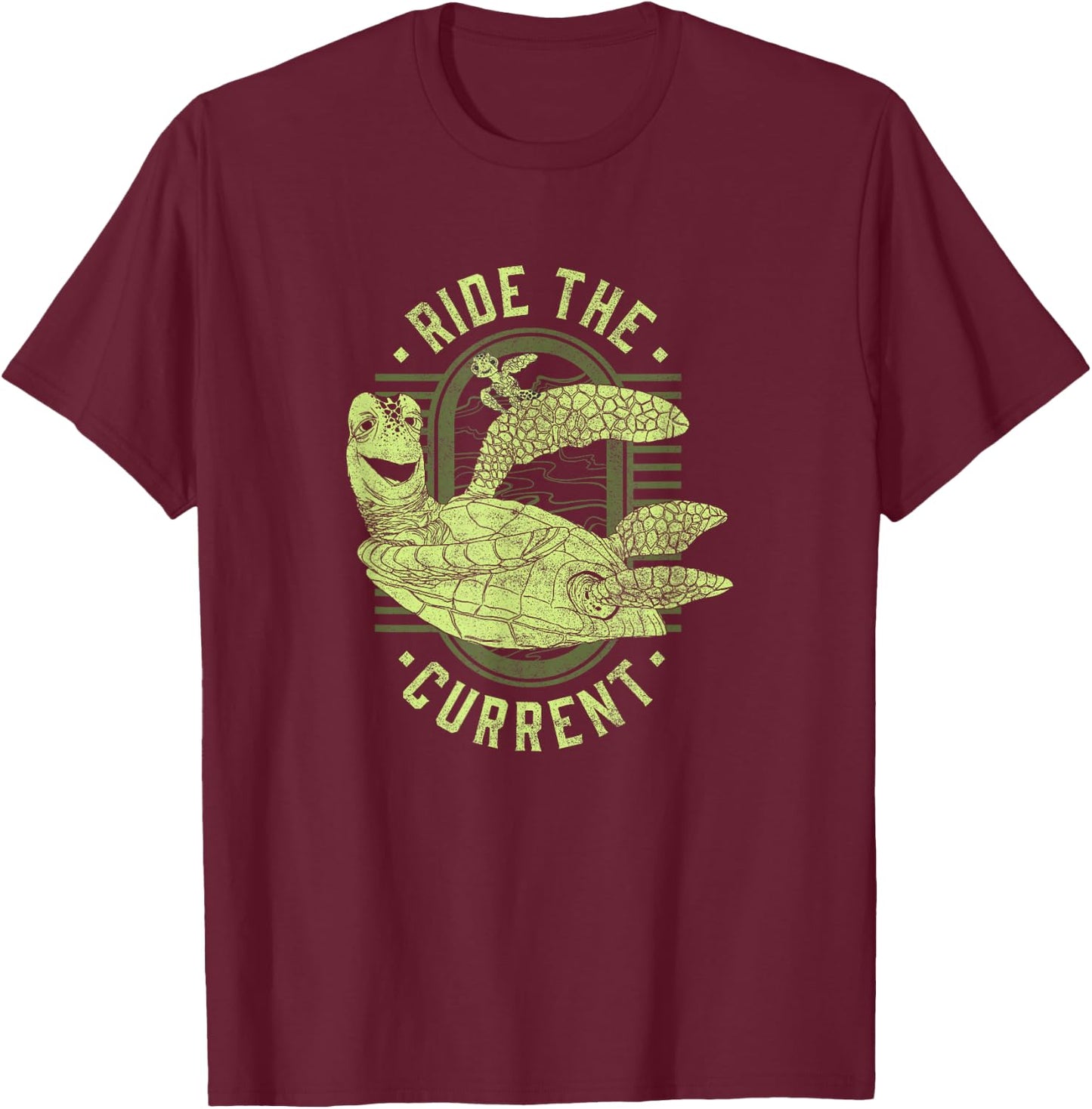 Disney Pixar Earth Day Finding Nemo Turtle Ride The Current T-Shirt - T-Shirt | Maroon