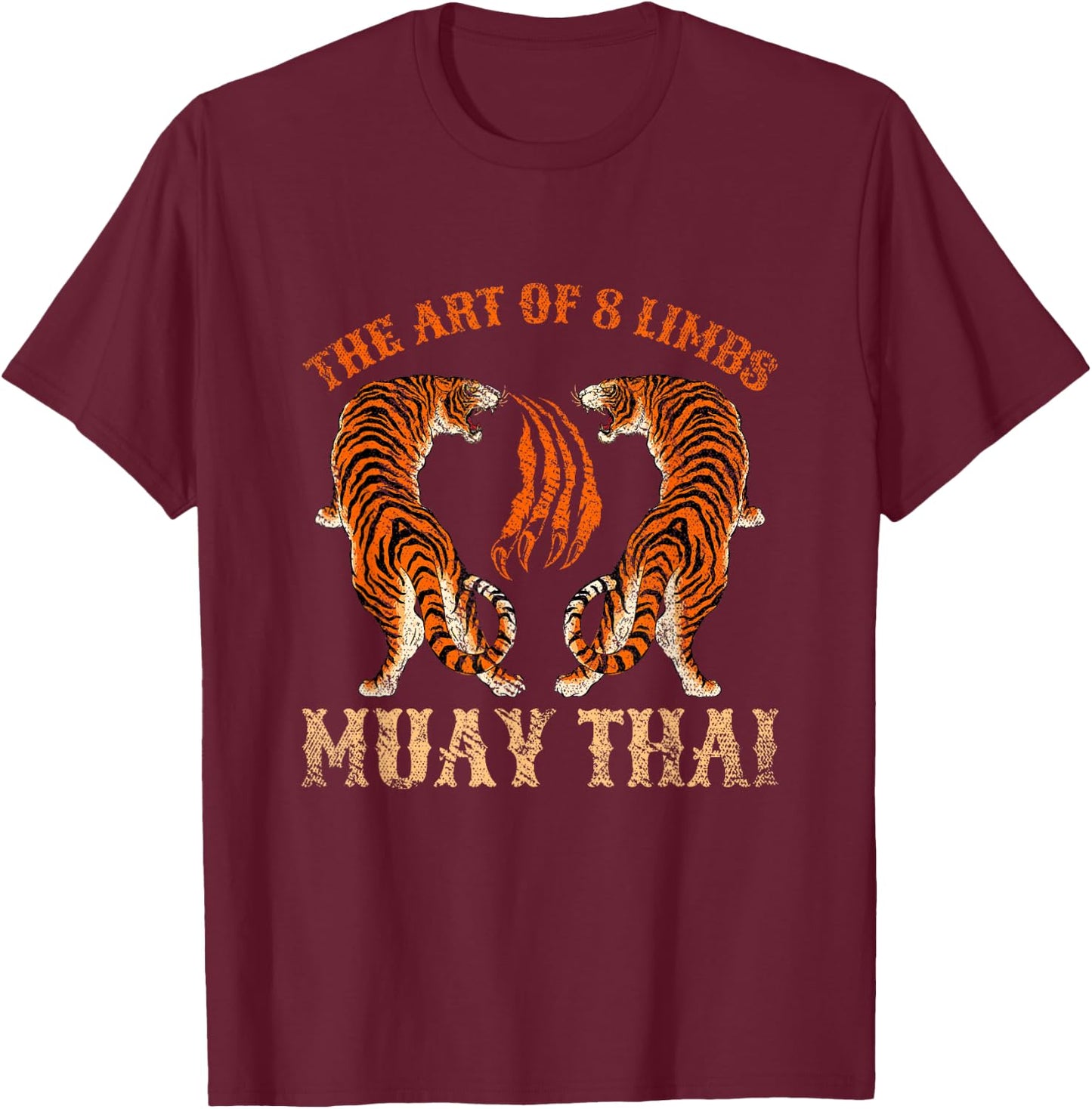 Twin Tigers The Art Of 8 Limbs Sak Yant Tattoo Muay Thai T-Shirt - T-Shirt | Maroon