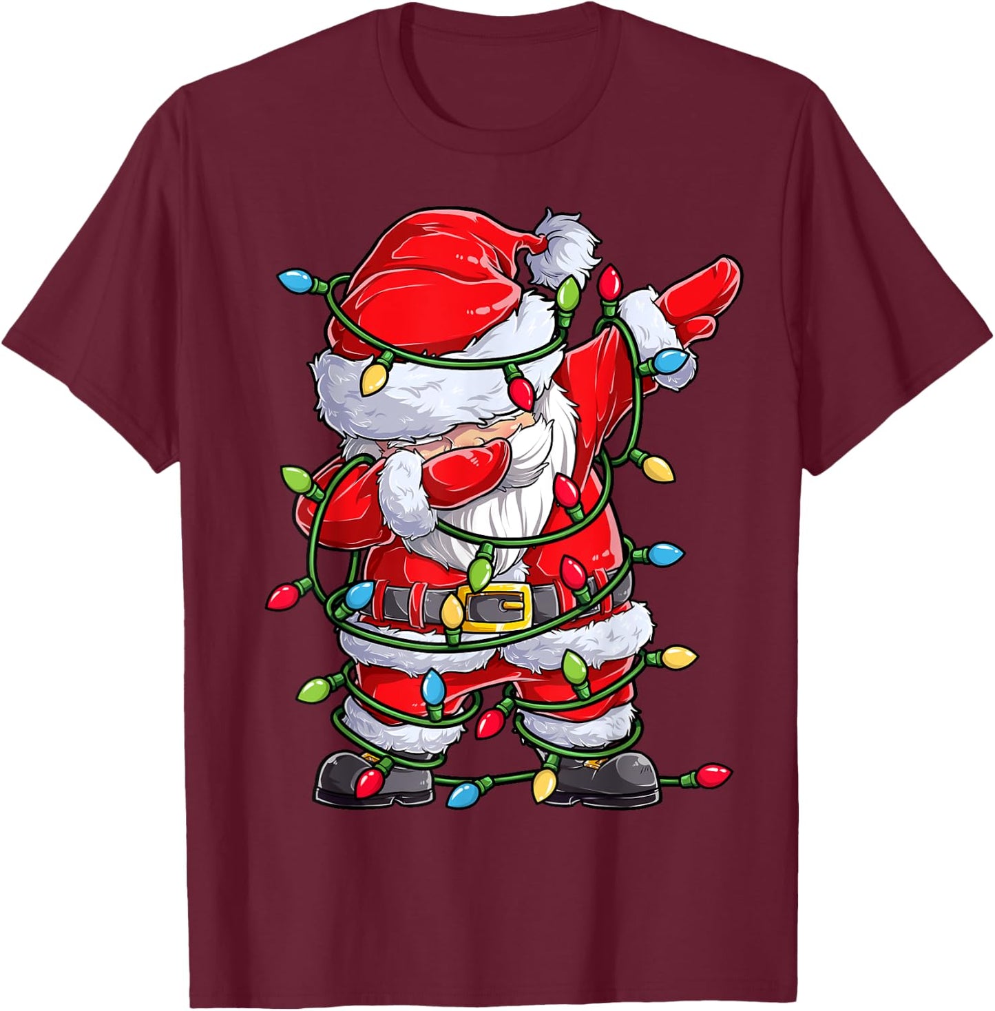 Dabbing Santa Christmas Tree Lights Xmas Gifts Boys Kids Dab T-Shirt - T-Shirt | Maroon