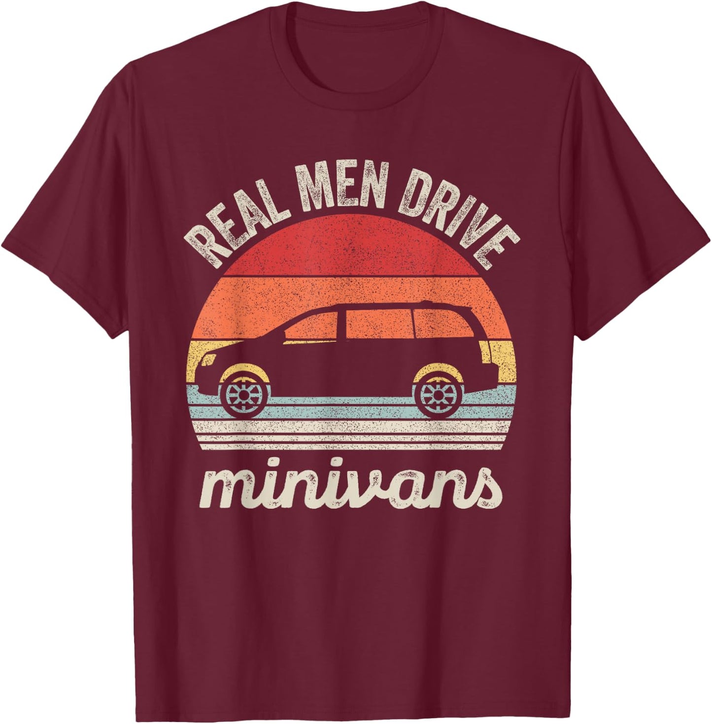Catch Some Rays Vintage Retro Real Men Drive Minivans Funny Van - Black, Men's, Small, Short Sleeve, Classic Fit, Crew Collar, Retro, All Seasons, 1 Count, 0 Pockets, Machine Wash T-Shirt - T-Shirt | Maroon