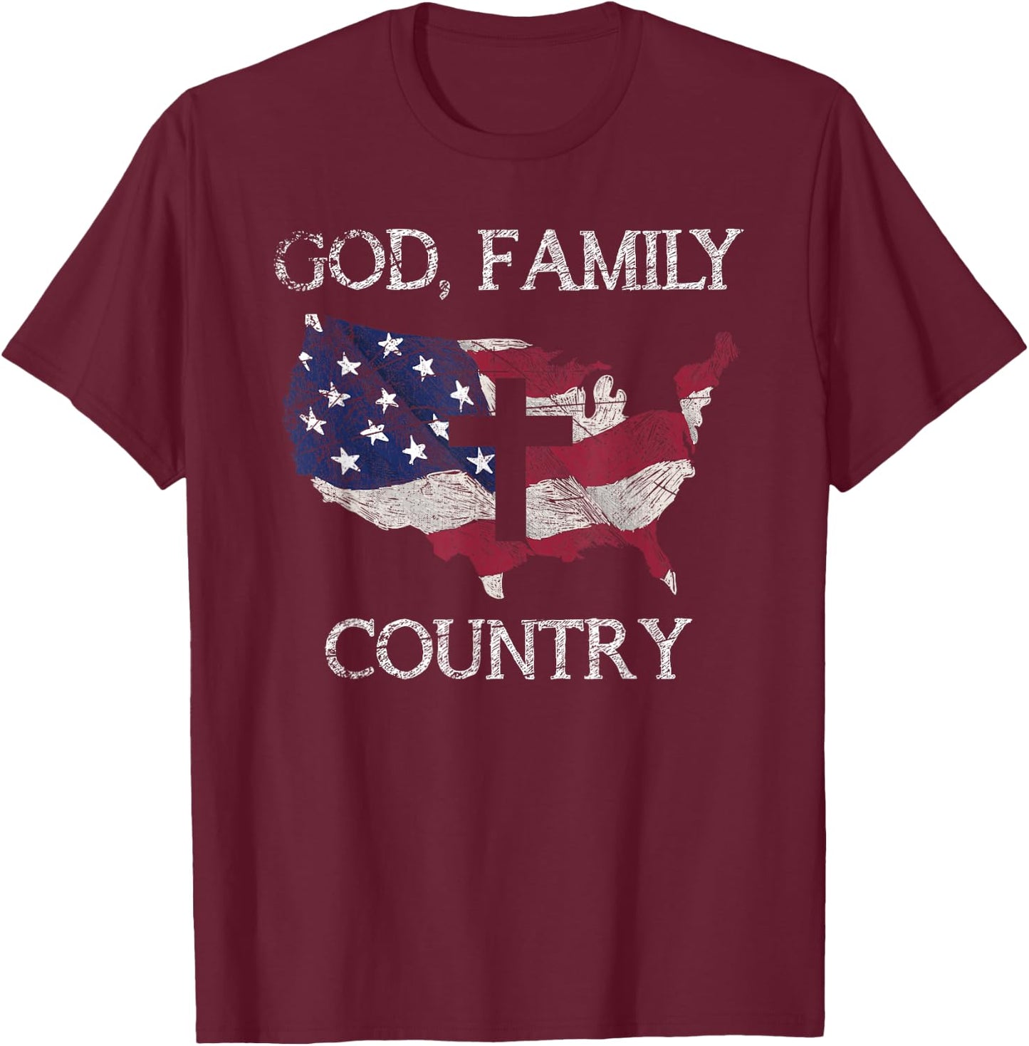 Prayer Christian Gifts & God Family Country Cross Christian Gift USA Prayer T-Shirt - T-Shirt | Maroon
