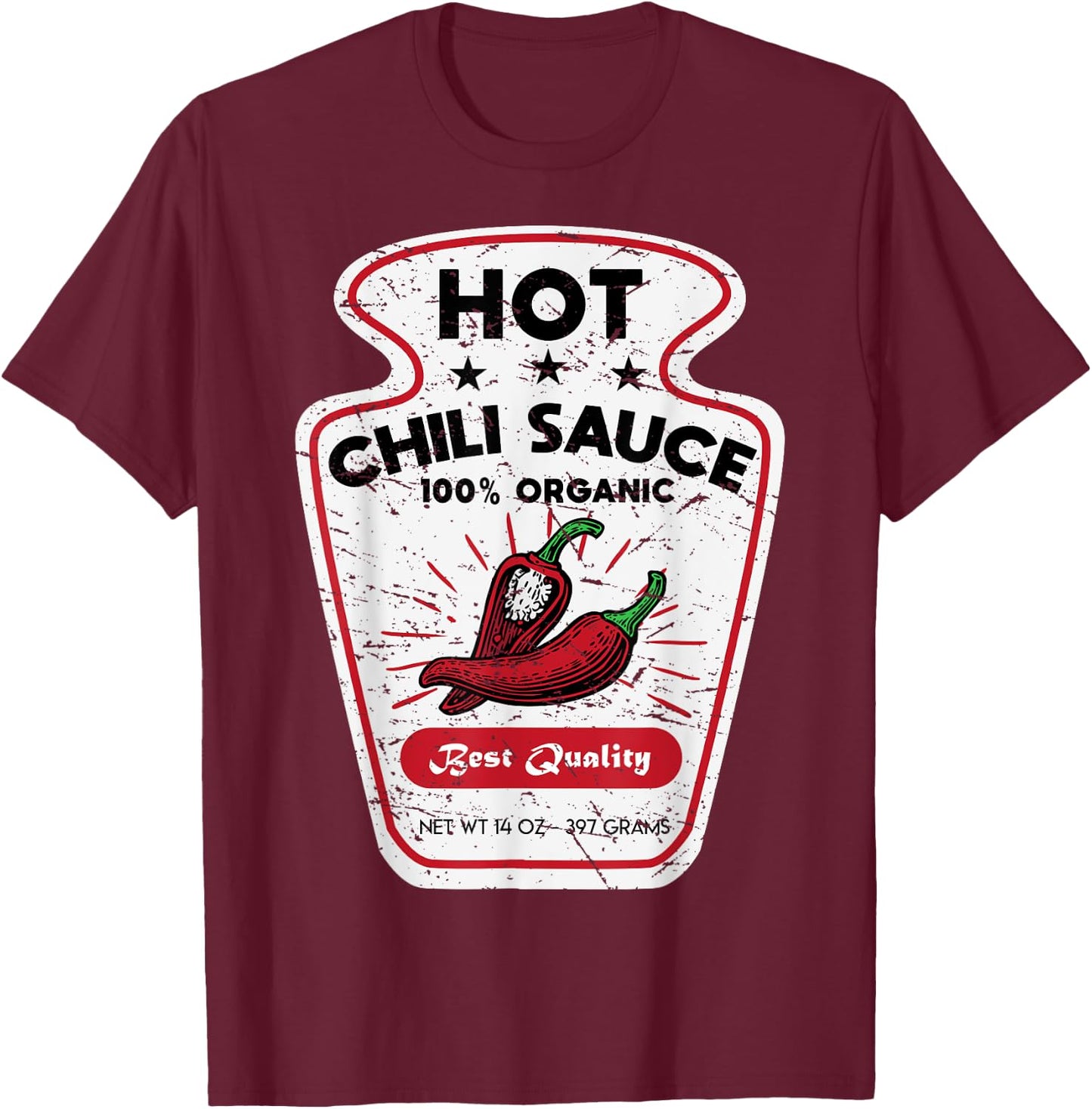 Vintage Spicy Chili Hot Sauce Costume Funny Halloween Gifts T-Shirt - T-Shirt | Maroon