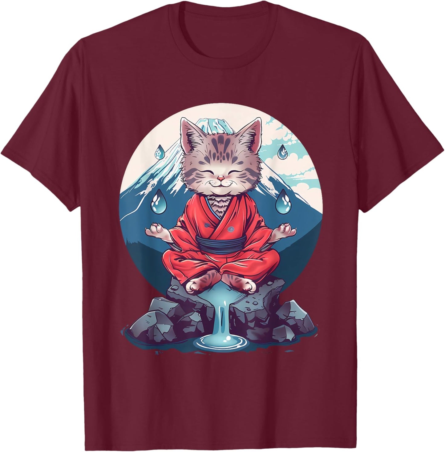 Meditation Cat Yoga Mountain Hindu Buddhist Zen Buddha Men Women Kids T-Shirt - T-Shirt | Maroon