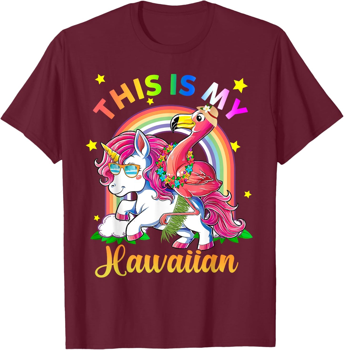 Unicorn Summer Beach Vacation This Is My Hawaiian Men Women Girls Kids T-Shirt - T-Shirt | Maroon