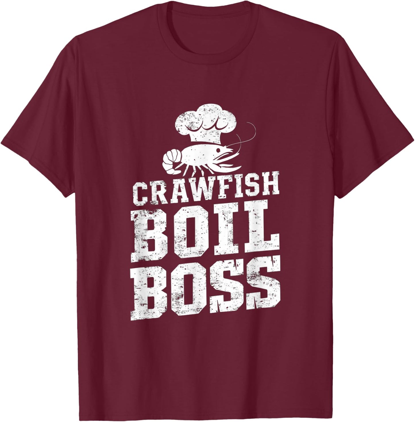 Crawfish Boil Boss Vintage Distressed Look T-Shirt - T-Shirt | Maroon