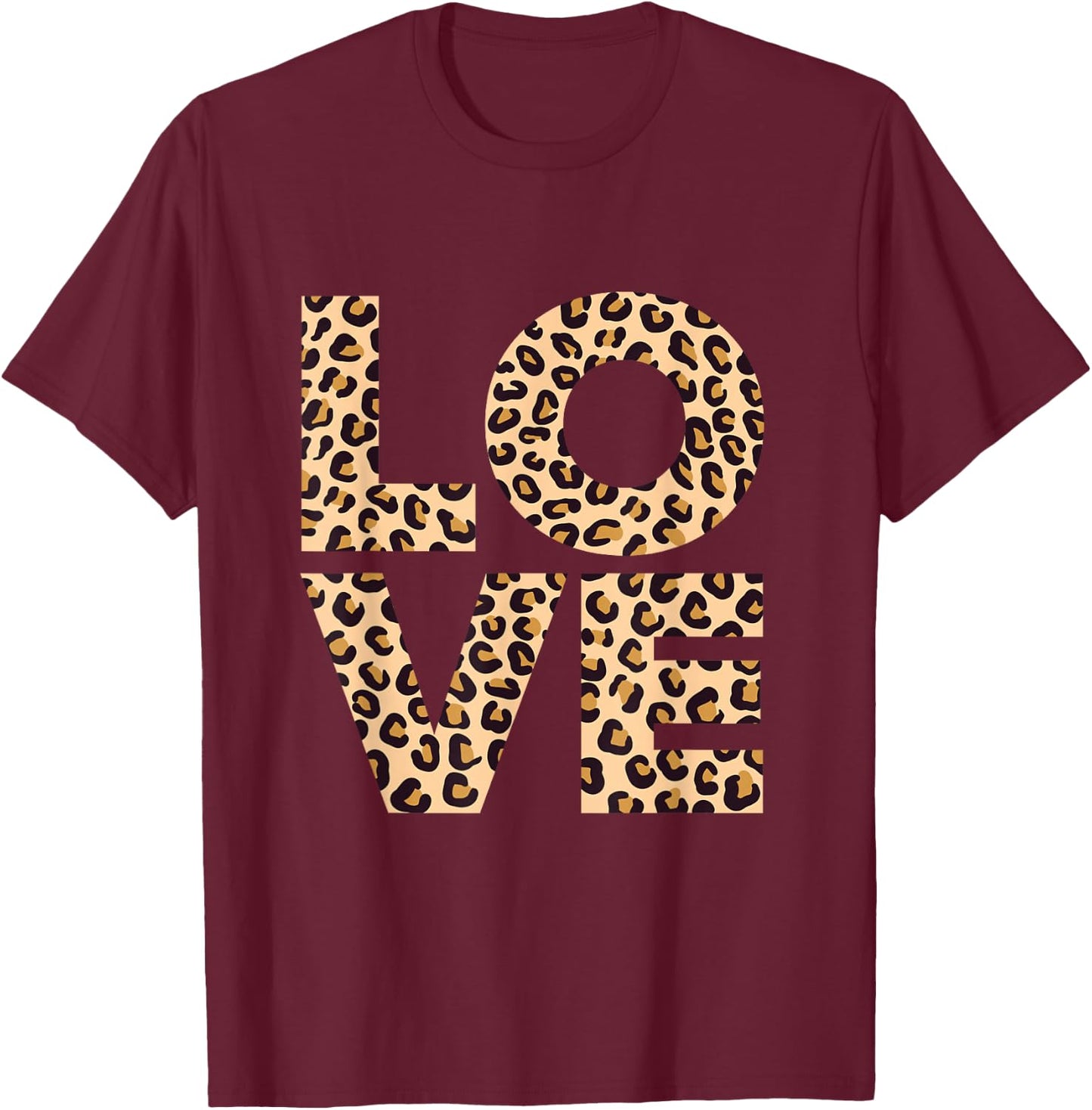 Leopard Print Love Heart gift | Cool Leopard gift T-Shirt - T-Shirt | Maroon
