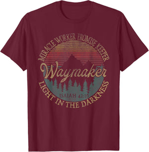 Waymaker Miracle Worker Promise Keeper Faith Bible Christian T-Shirt - T-Shirt | Maroon