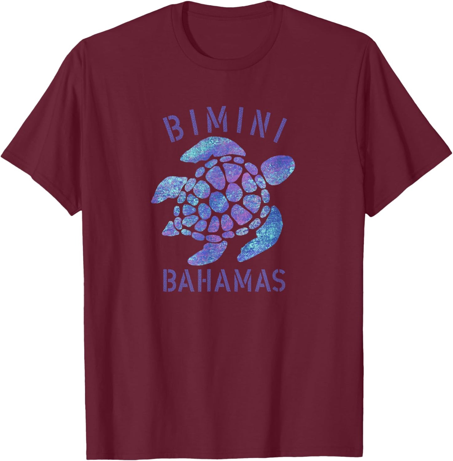 Bimini, Bahamas Beach Design / Souvenir Illustration T-Shirt - T-Shirt | Maroon