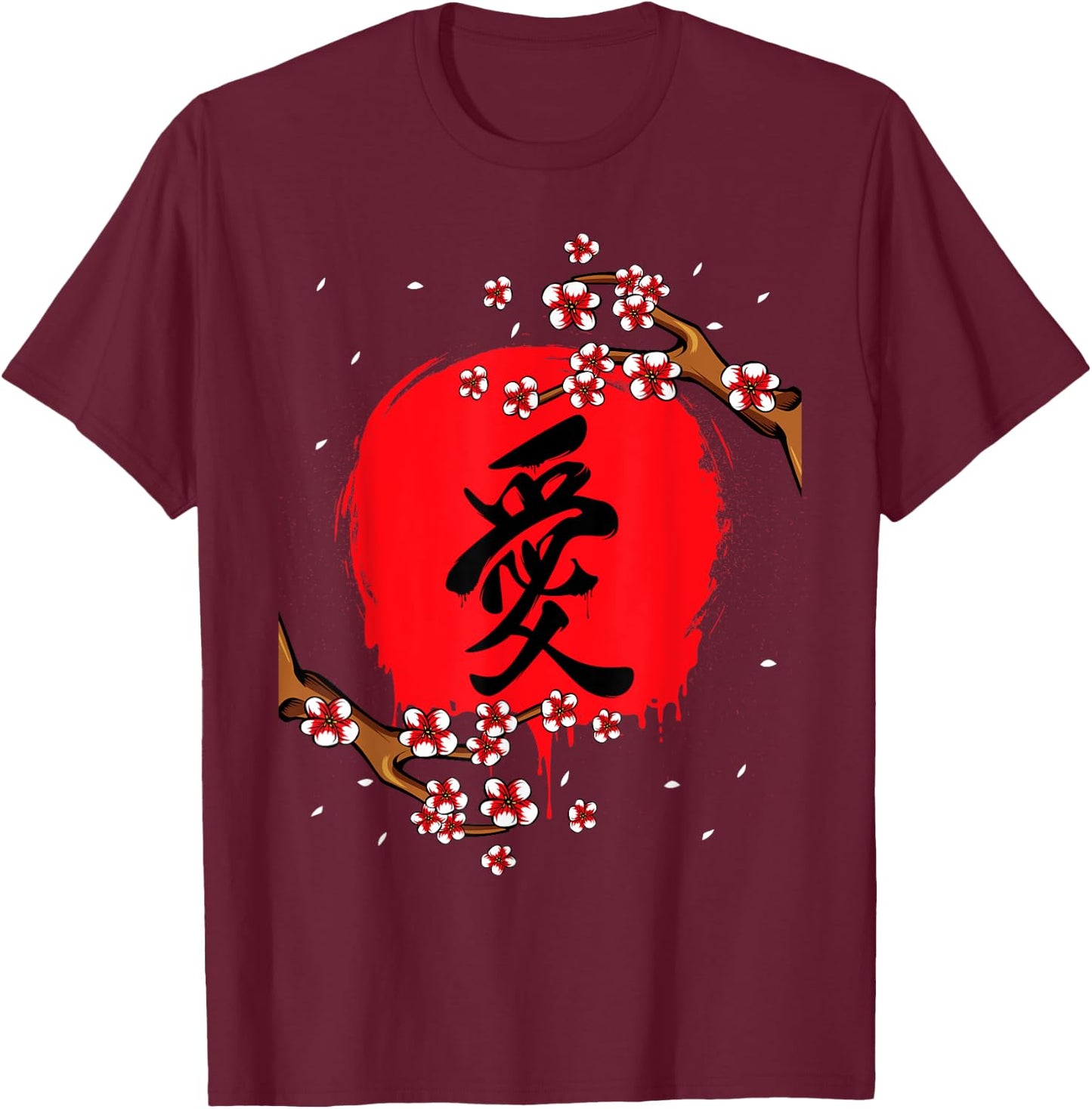 Japanese Kanji Cherry Blossom Tokio Japan Nature Jpop T-Shirt - T-Shirt | Maroon