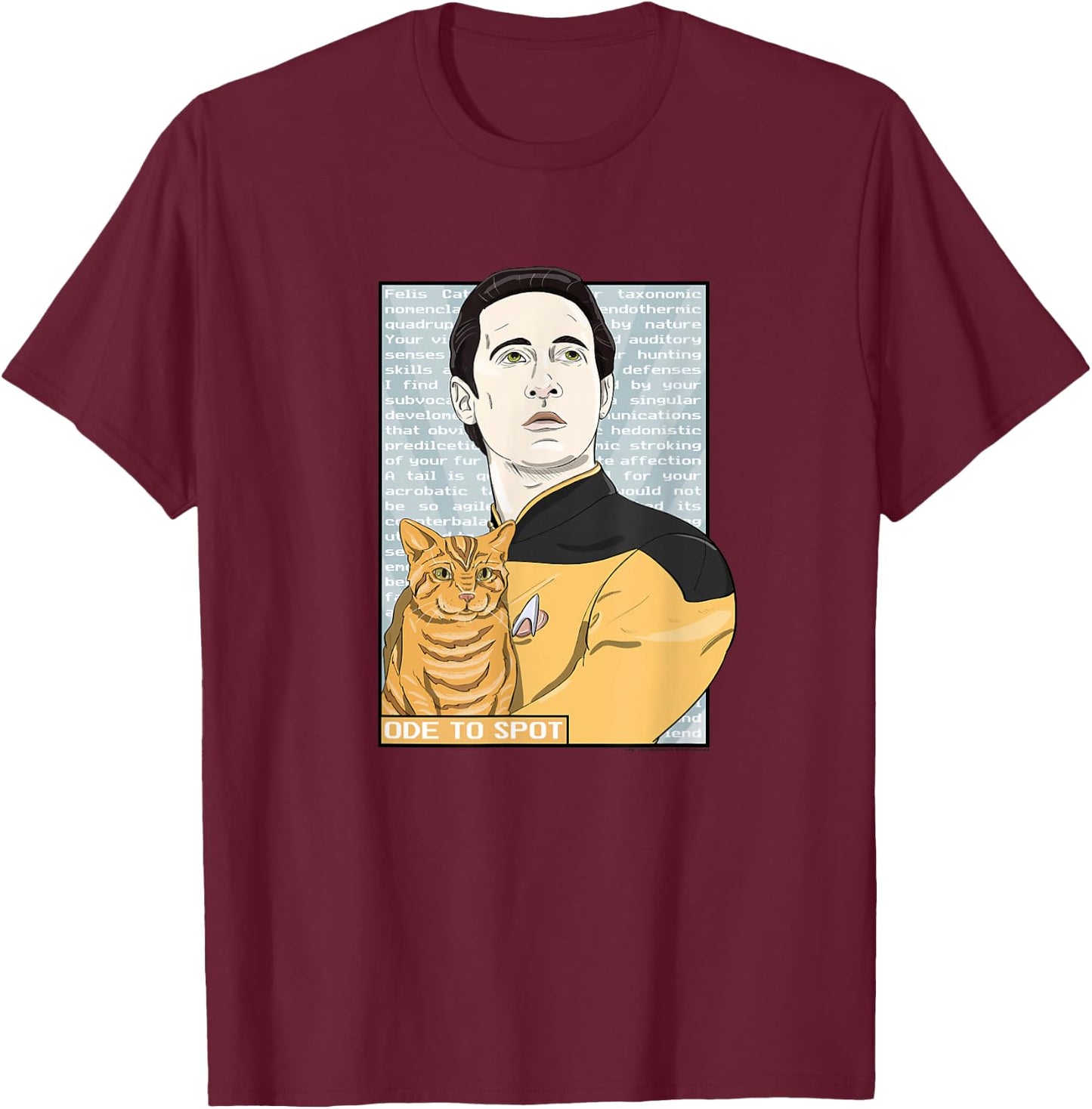 Star Trek: The Next Generation Data Ode to Spot Portrait T-Shirt - T-Shirt | Maroon