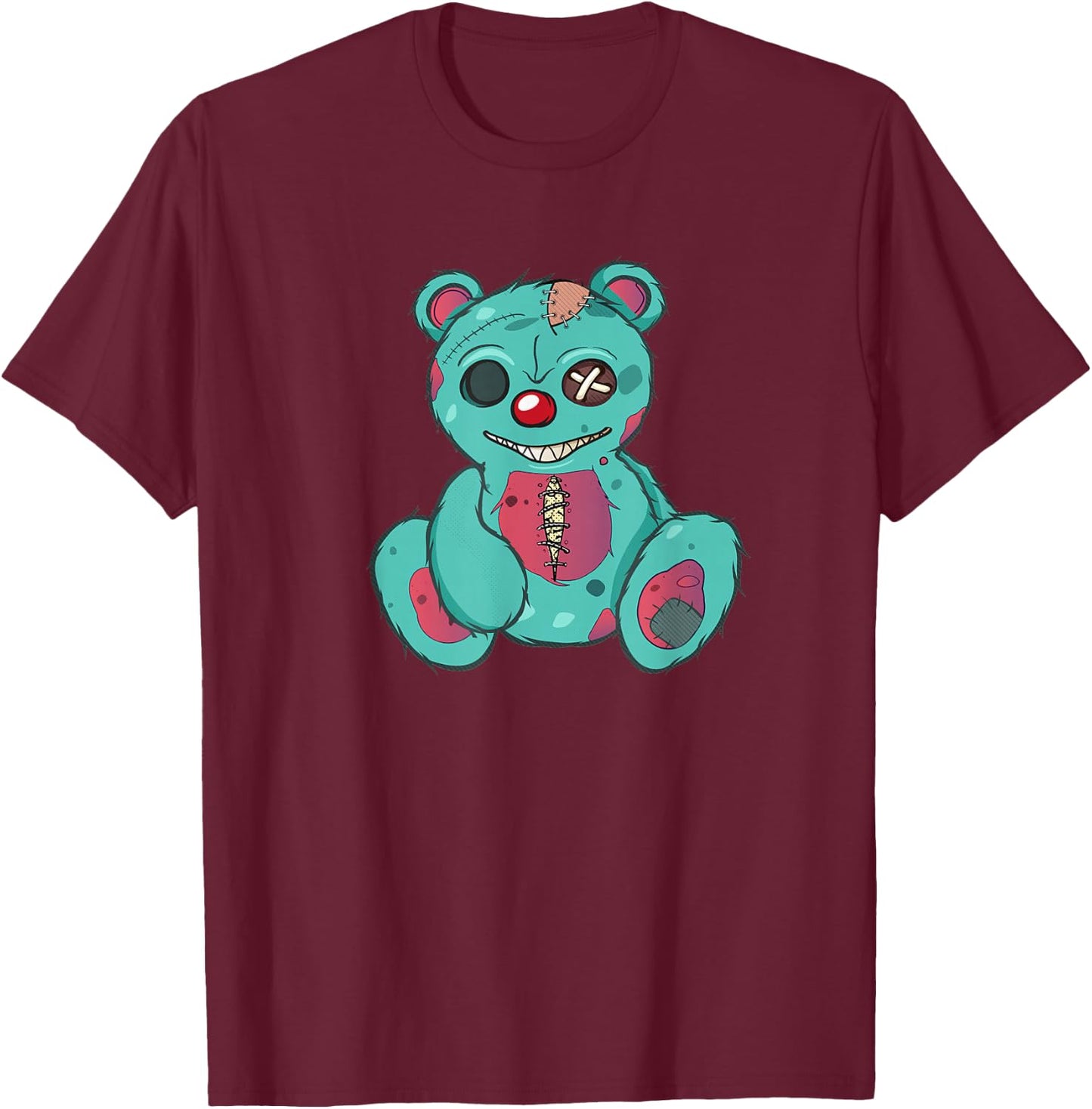 Evil Scary Teddy Bear T-Shirt - T-Shirt | Maroon