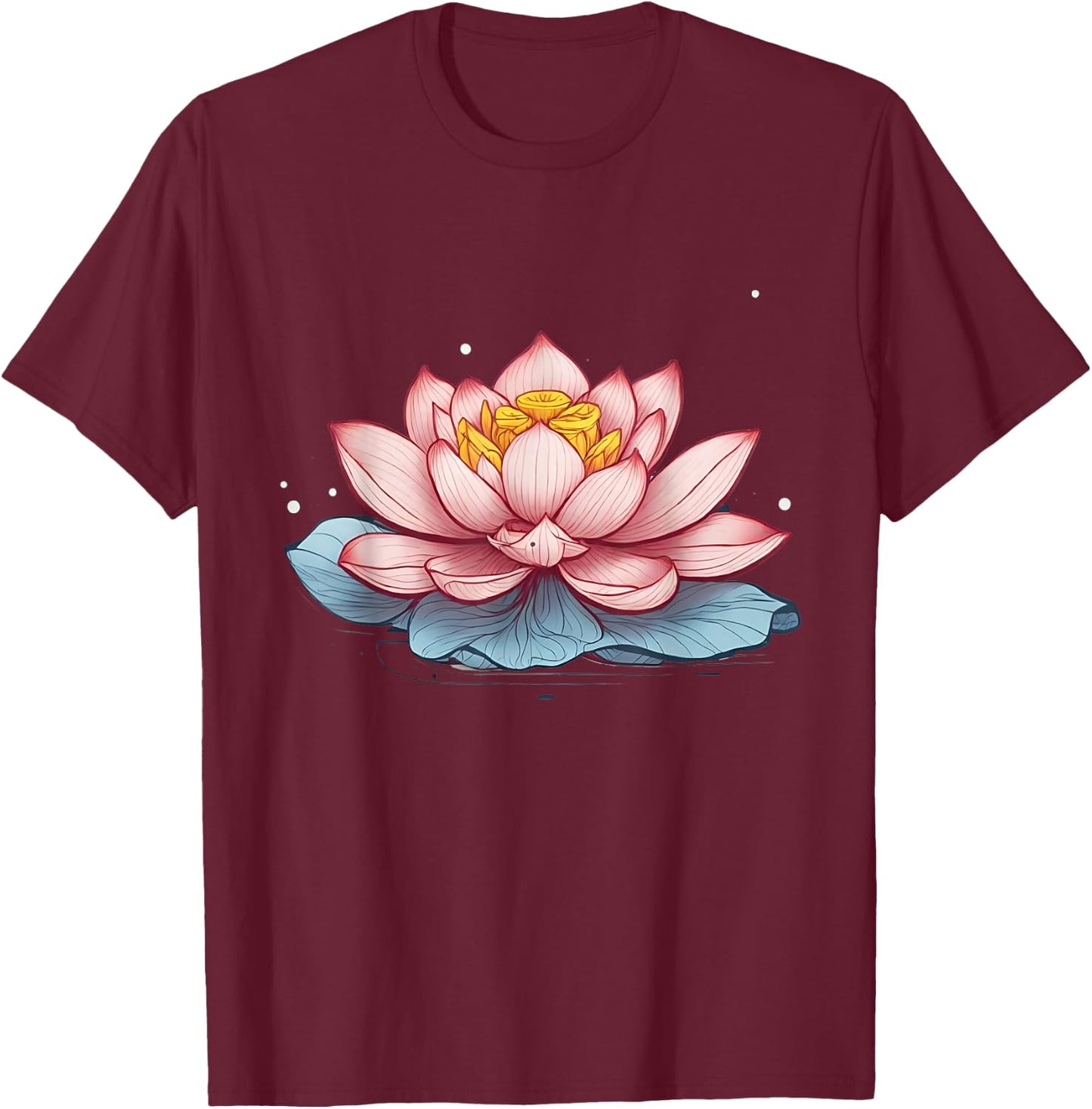 Lotus Design Men Flower Graphic T-Shirt - T-Shirt | Maroon