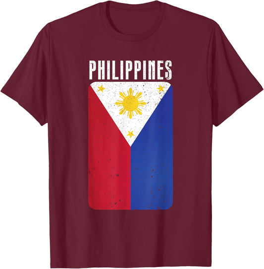 Philippine Flag Manila Asia Philippines T-Shirt - T-Shirt | Maroon