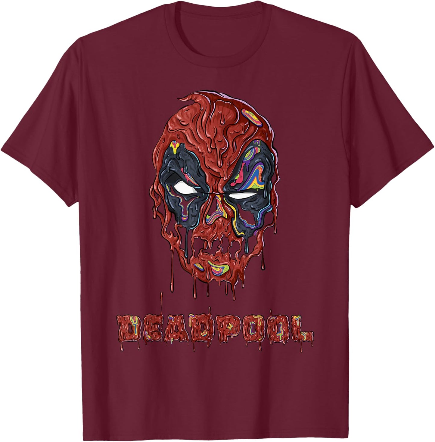 Marvel Deadpool Melting Mask Portrait T-Shirt - T-Shirt | Maroon