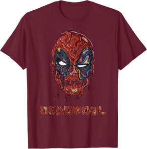 Marvel Deadpool Melting Mask Portrait T-Shirt - T-Shirt | Maroon