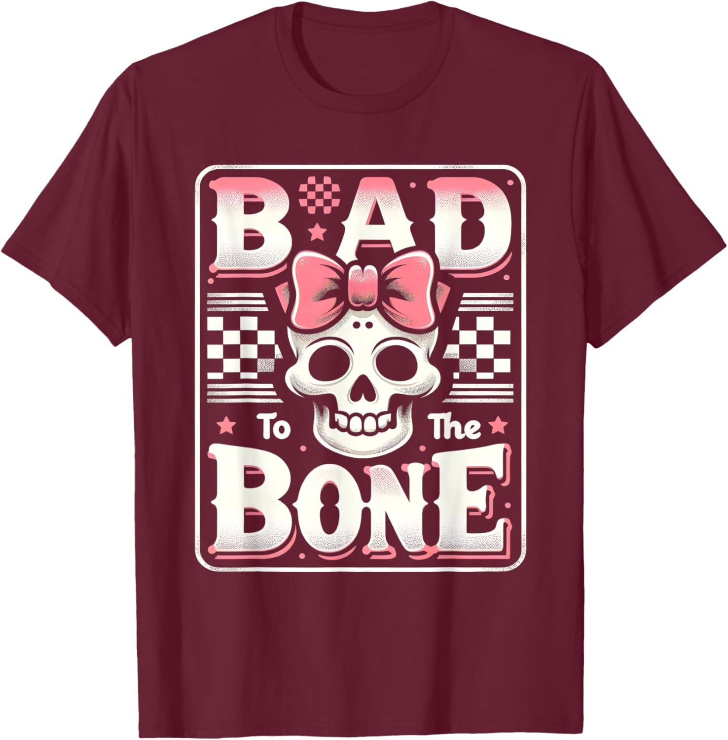 Bad To The Bone Skeleton Halloween TWO Birthday Toddler Kids T-Shirt - T-Shirt | Maroon