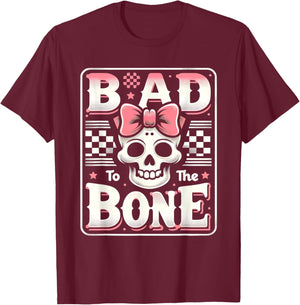 Bad To The Bone Skeleton Halloween TWO Birthday Toddler Kids T-Shirt - T-Shirt | Maroon
