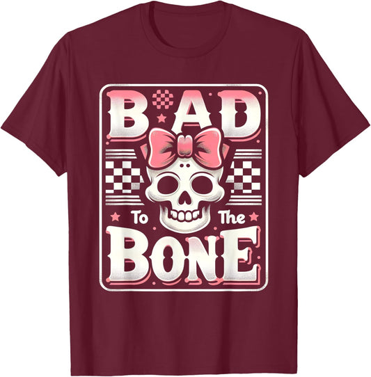 Bad To The Bone Skeleton Halloween TWO Birthday Toddler Kids T-Shirt - T-Shirt | Maroon
