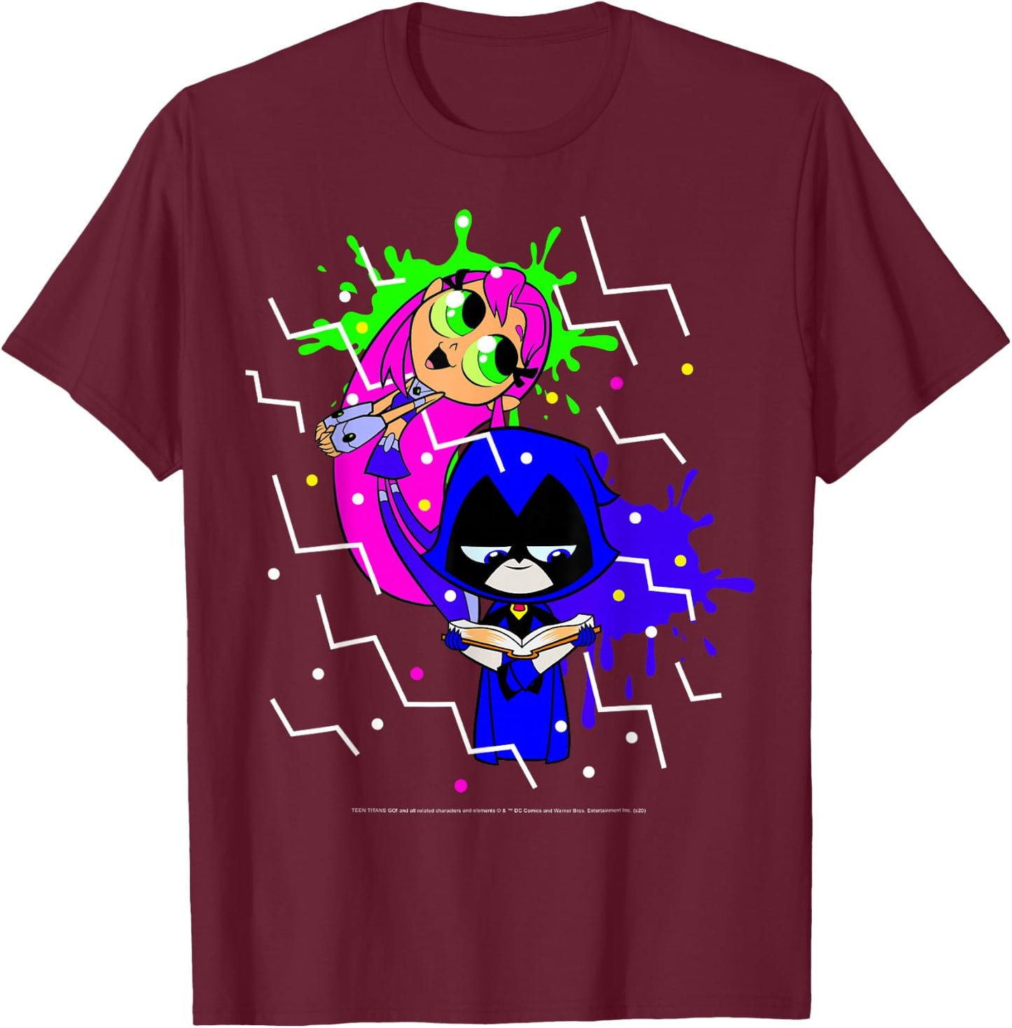 DC Comics Teen Titans Go! Raven & Starfire Paint Splatter T-Shirt - T-Shirt | Maroon