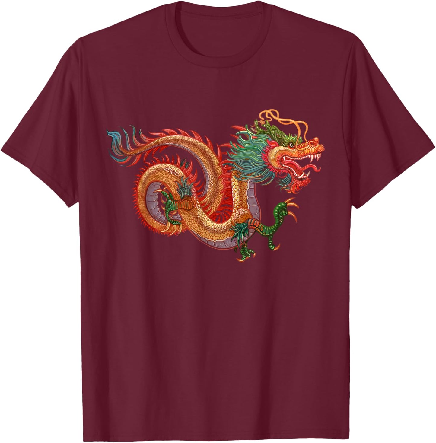 Traditional Chinese Dragon Art T-Shirt - T-Shirt | Maroon