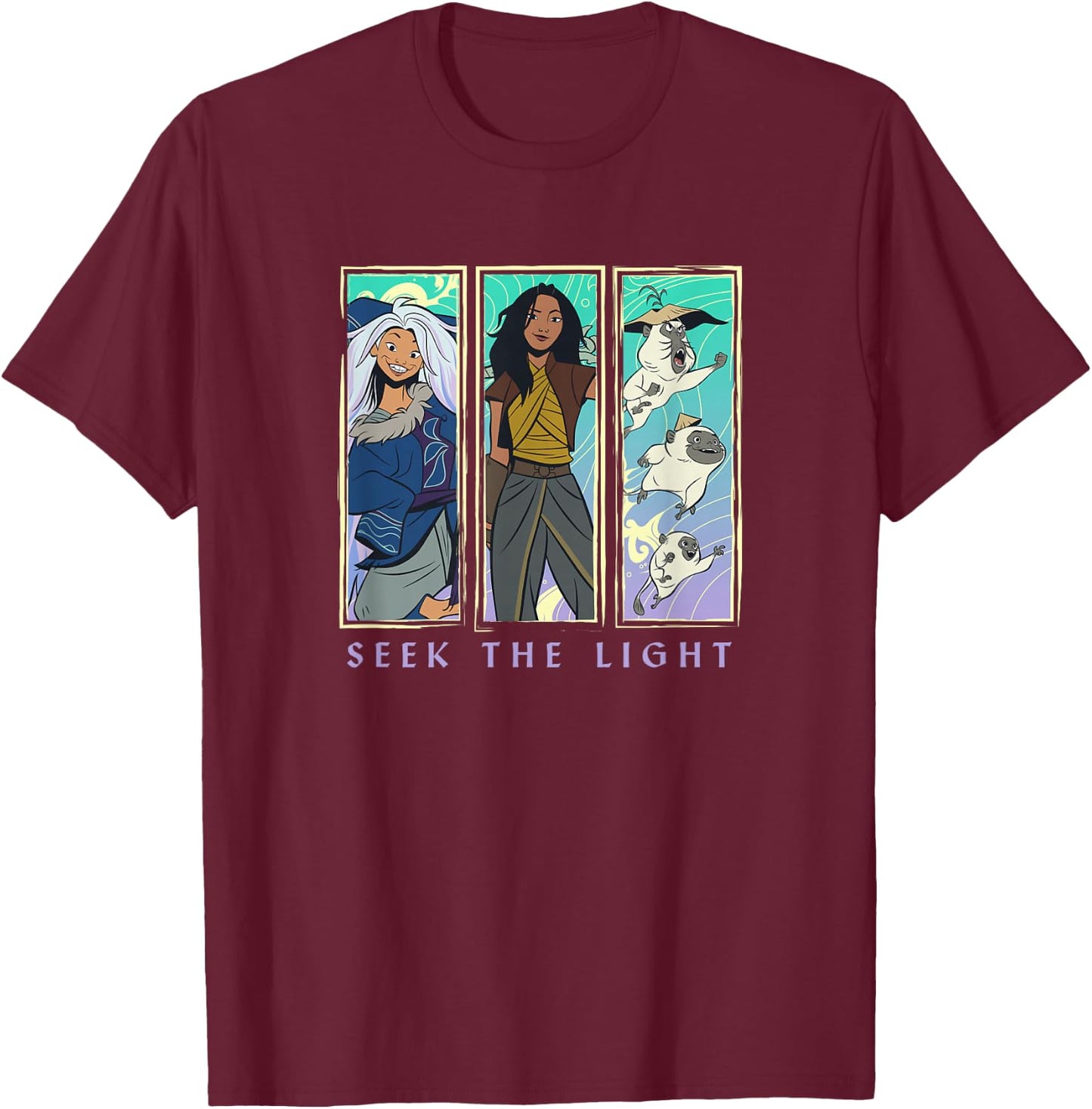 Disney Raya And The Last Dragon Seek The Light Panels T-Shirt - T-Shirt | Maroon