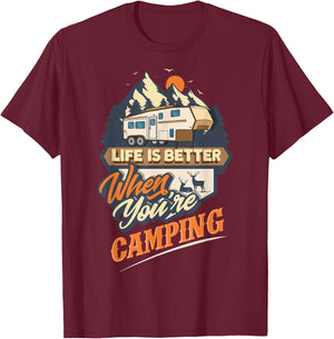 5th Wheel RV Camping T-Shirt - T-Shirt | Maroon
