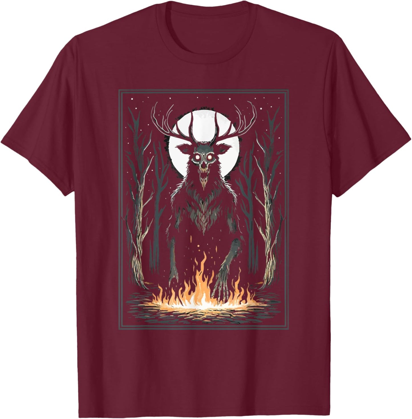 Wendigo Monster Legendary Creature Cryptozoology Cryptid T-Shirt - T-Shirt | Maroon