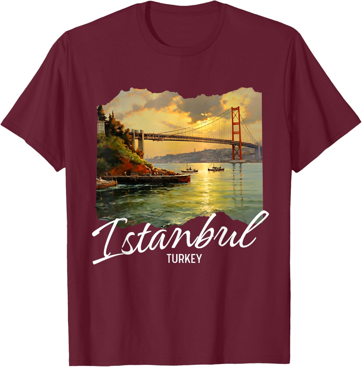 Istanbul Turkey Painting Souvenir T-Shirt - T-Shirt | Maroon