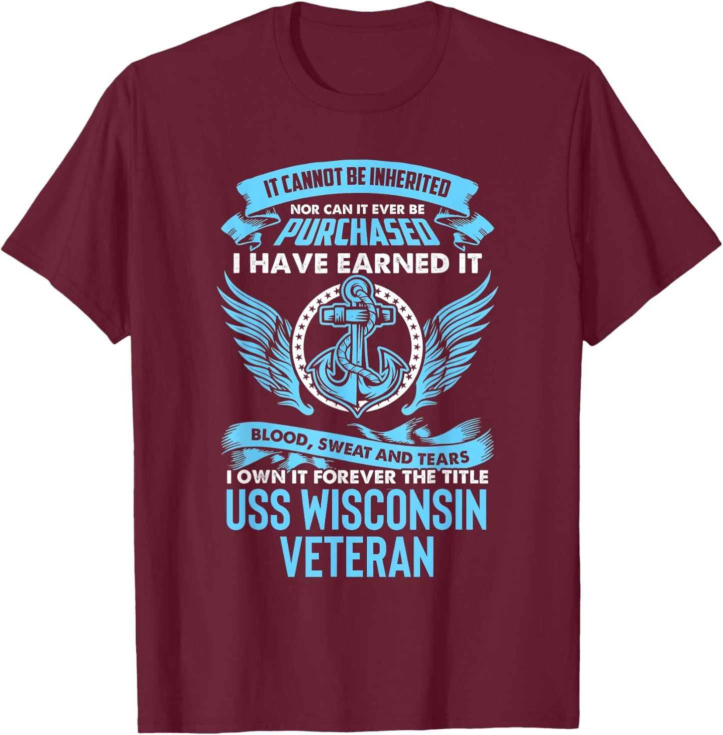 USS Wisconsin BB-64 Battleship T-Shirt - T-Shirt | Maroon
