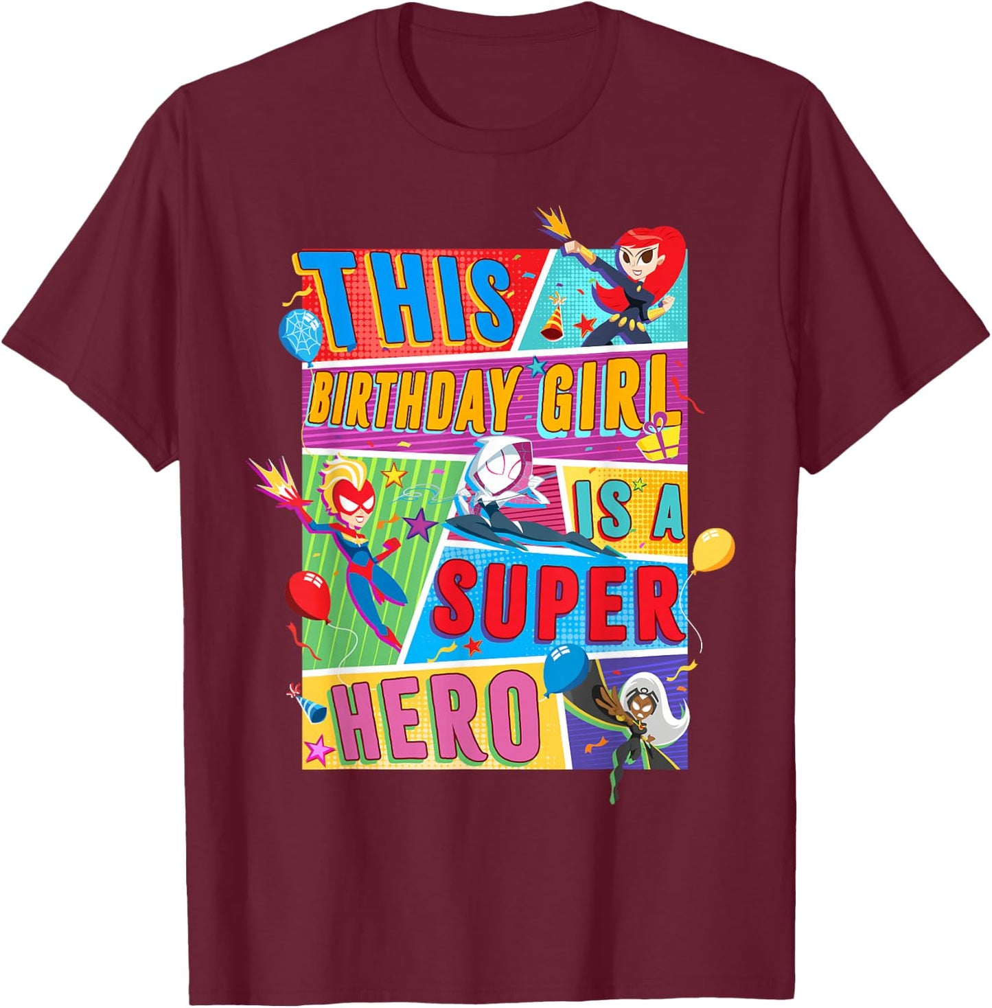 Marvel Avengers This Birthday Girl Is A Super Hero T-Shirt - T-Shirt | Maroon