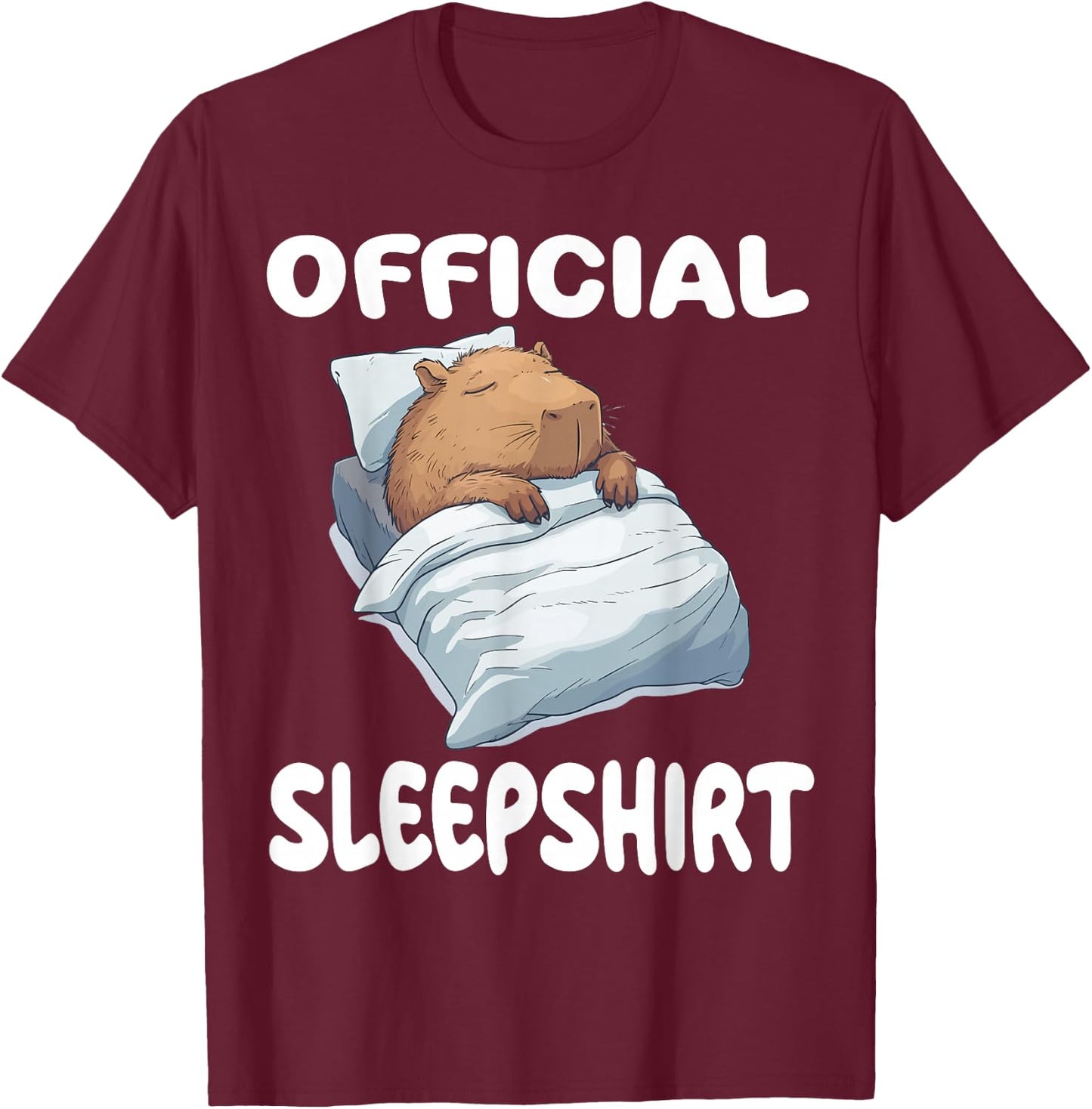 Capybara Official Sleepshirt Pajamas Nightgown T-Shirt - T-Shirt | Maroon