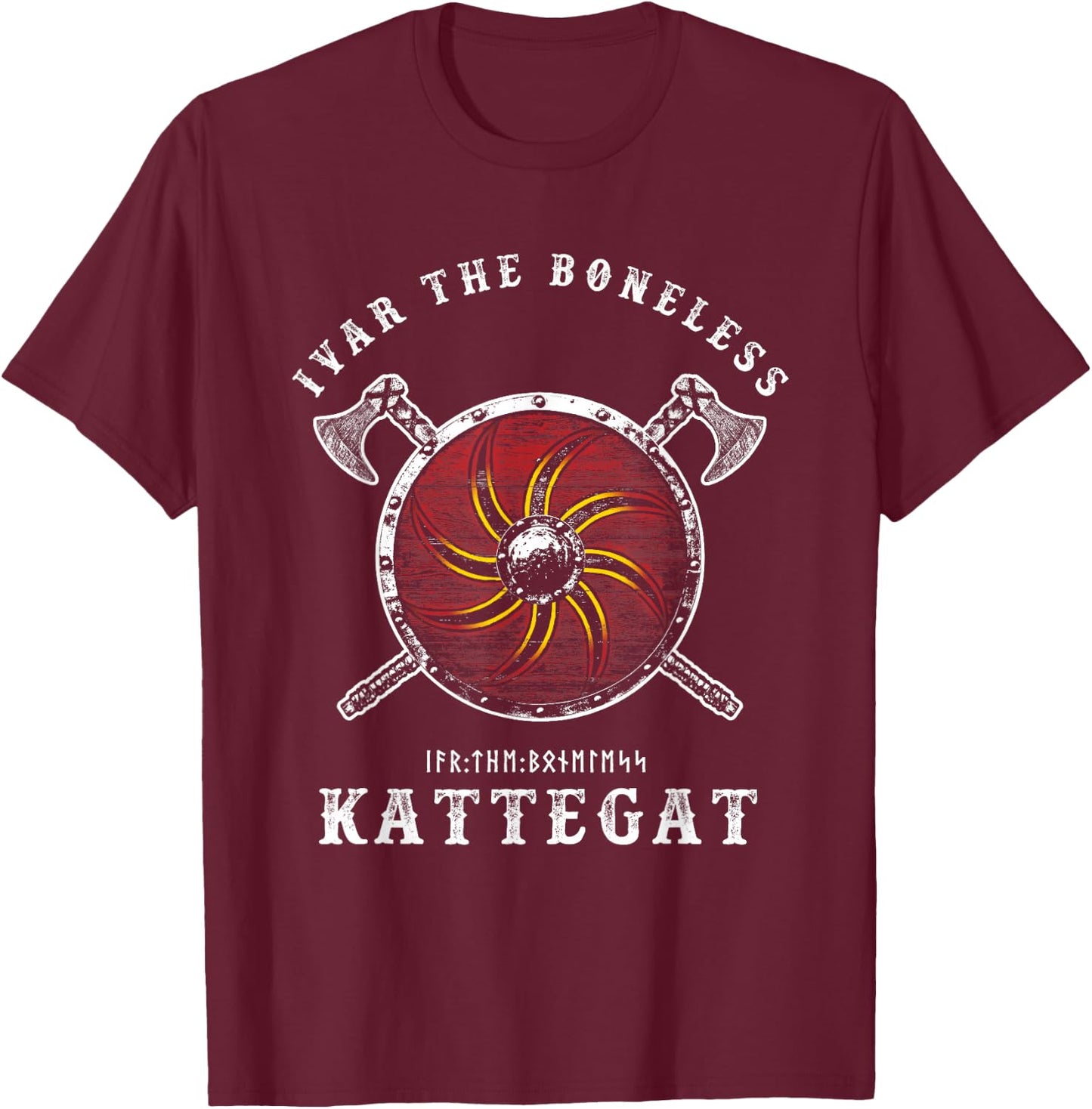 Ivar the Boneless - Kattegat Viking Shield T-Shirt - T-Shirt | Maroon