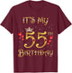 It's My 55th Birthday, 55 Years Old, 55th Birthday Queen T-Shirt - T-Shirt | Maroon