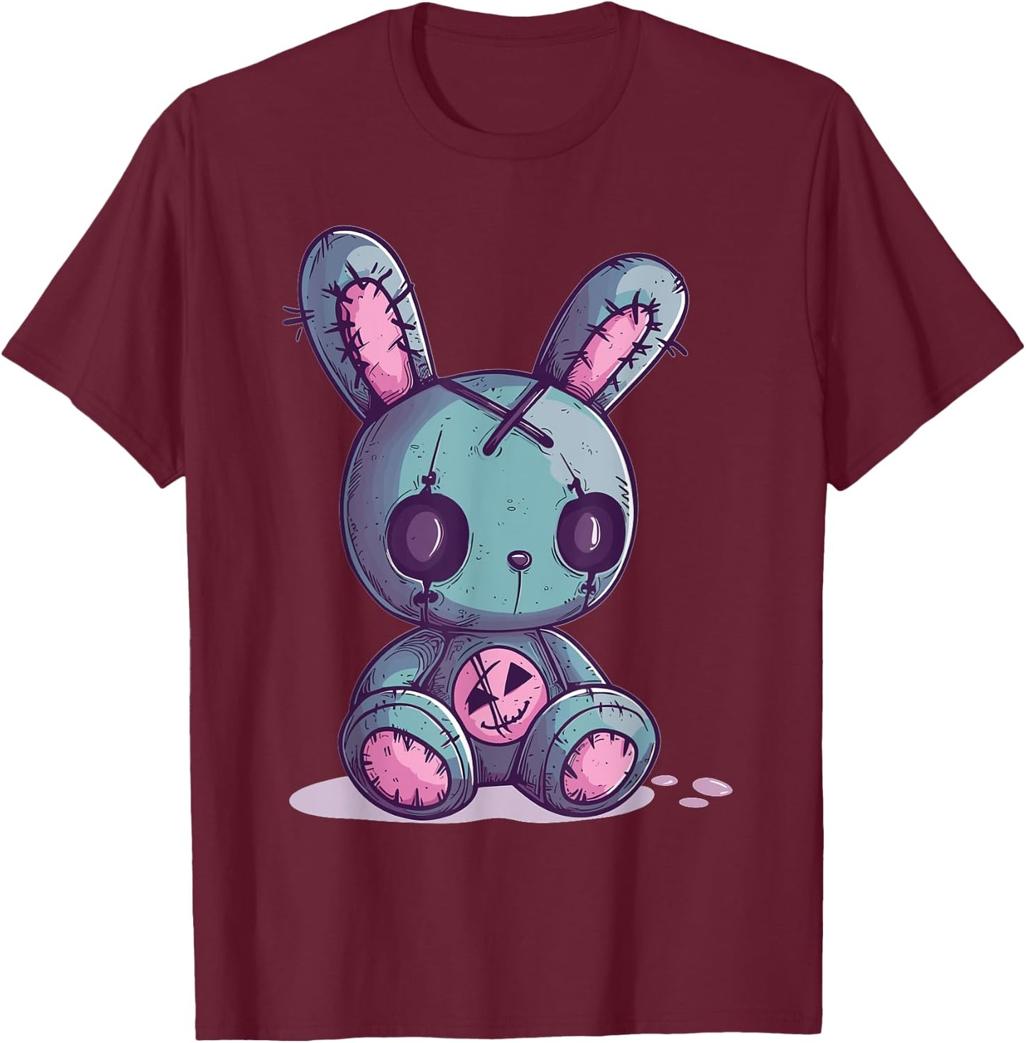 Goth Pastel Cute Creepy Kawaii Rabbit Bunny Voodoo Doll T-Shirt - T-Shirt | Maroon