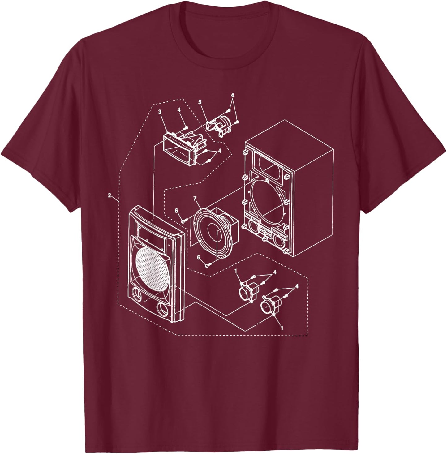 Vintage Blueprint - Speaker Audio Loudspeaker Retro Chart T-Shirt - T-Shirt | Maroon