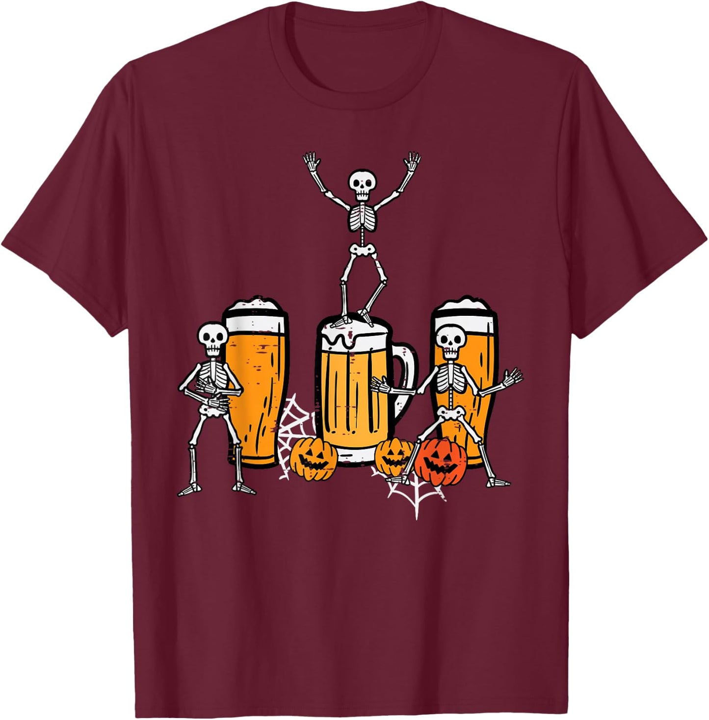 Halloween Team Skeletons Dancing Funny Costume Party Dad Men T-Shirt - T-Shirt | Maroon