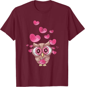 Cute Bird Women Girls Kids Owl T-Shirt - T-Shirt | Maroon