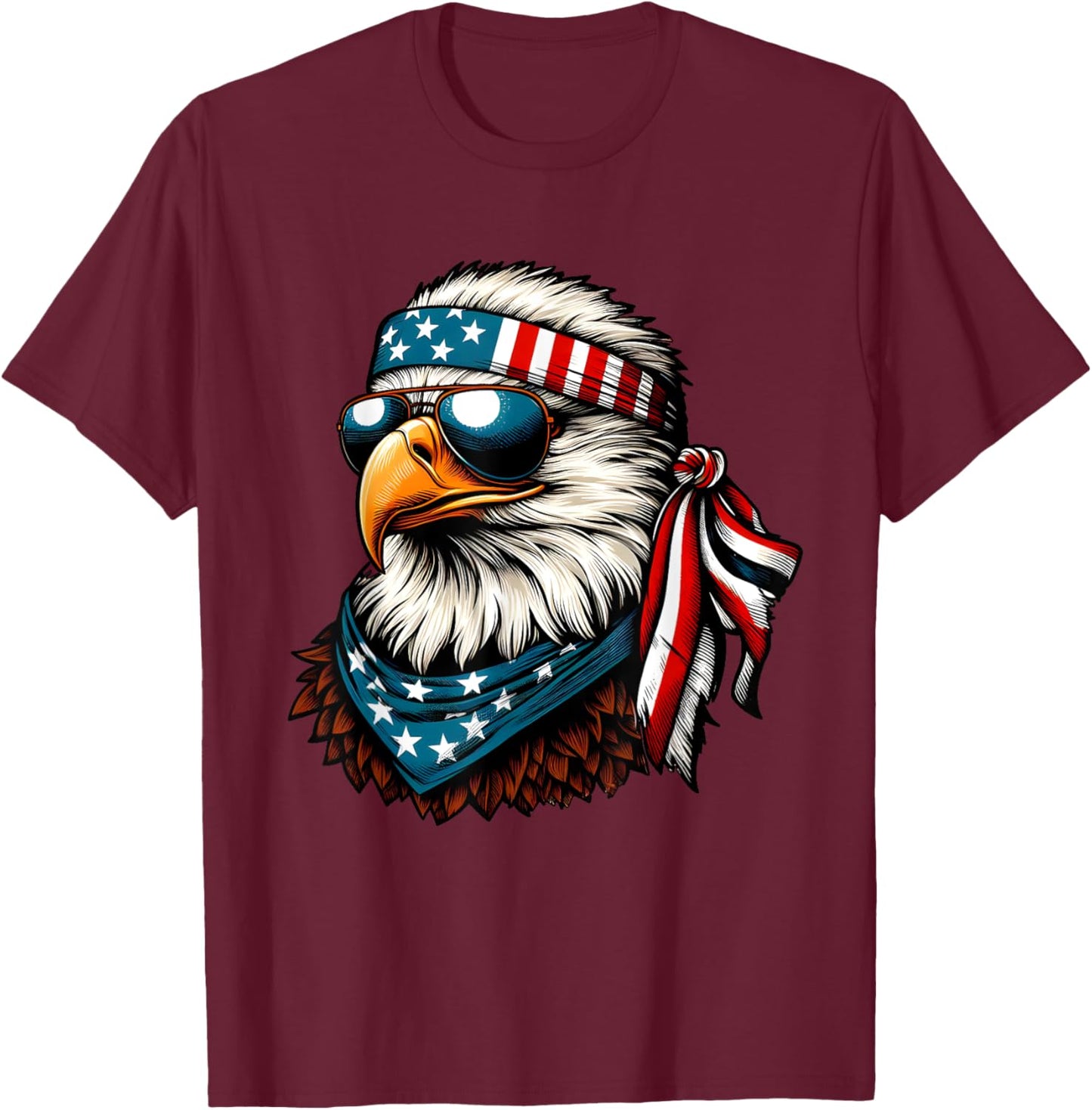 Eagle Mullet Patriotic 4th of July Patriot USA American Flag T-Shirt - T-Shirt | Maroon