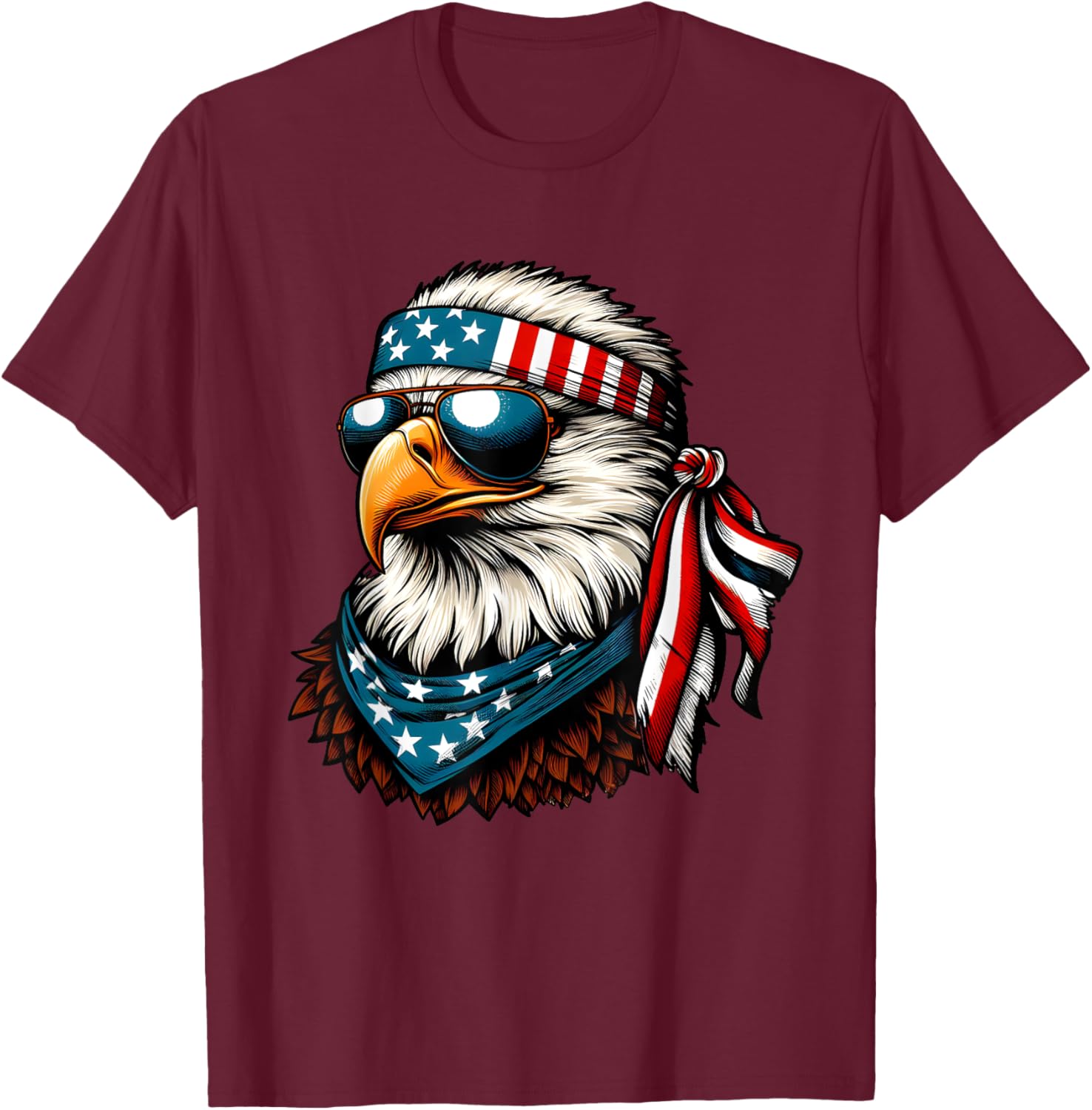 Eagle Mullet Patriotic 4th of July Patriot USA American Flag T-Shirt - T-Shirt | Maroon